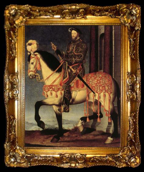 framed  Francois Clouet Portrait of Francis I on Horseback, ta009-2